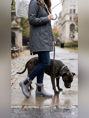 Capelli of New York Matte Grey Chelsea Rain Boots Waterproof Ankle Booties